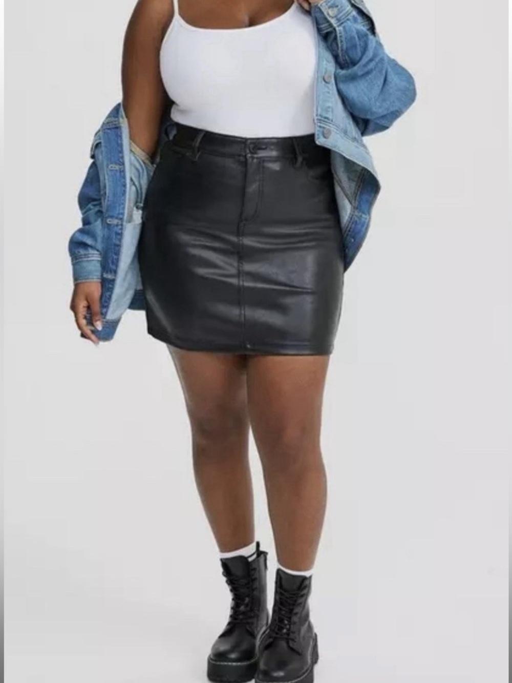 Black Faux Leather Mini Skirt - Women